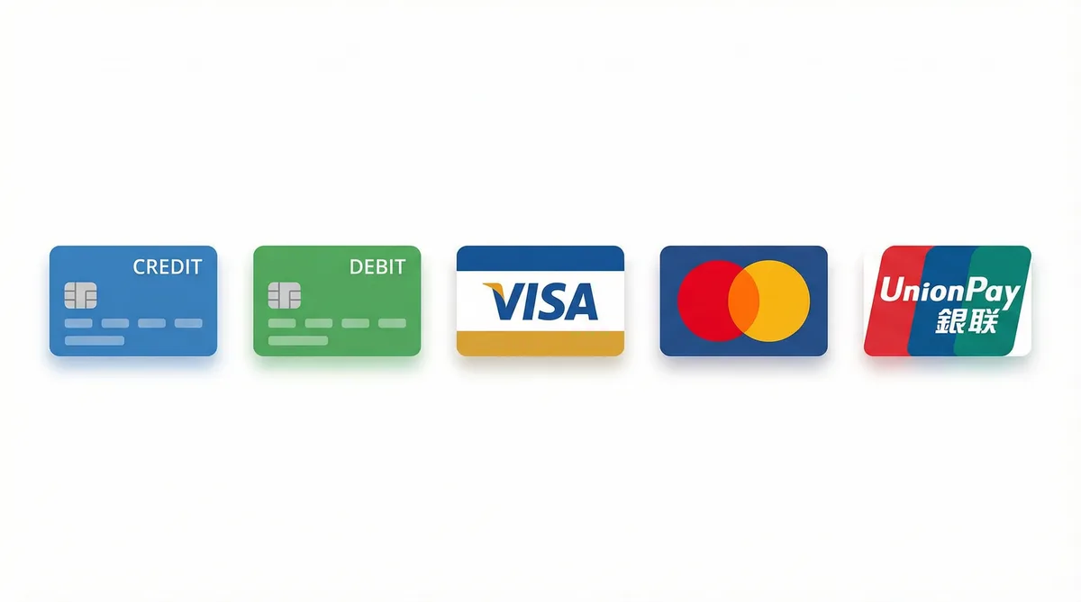 丝瓜视频支持的支付方式图标-信用卡借记卡银联维萨万事达